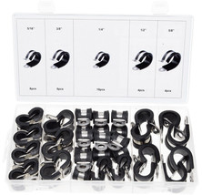 Swordfish 32490 - 40pcs Rubber Insulated Stainless Steel Hose Clamp Assortment - £18.39 GBP