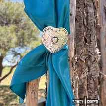 Western Cowgirl Heart Breaker Wild Rag Scarf Slide Ring Tee Clip - $17.82
