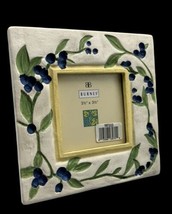 Vintage Burnes of Boston Blue Floral Picture Frame 6.25&quot; Square 3.5&quot; Ope... - £12.42 GBP
