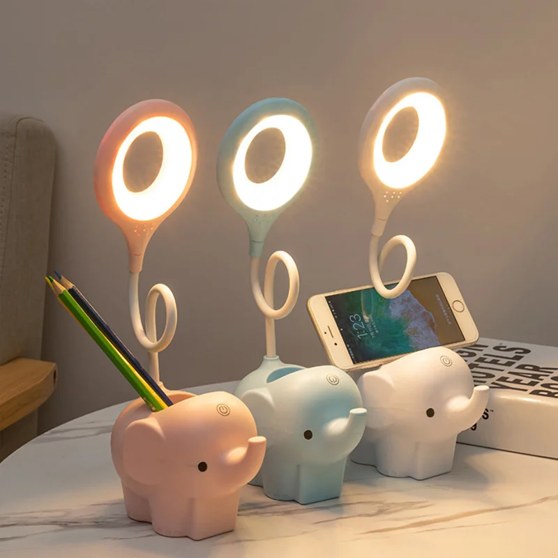 Cute Elephant LED Desk Lamp USB Rechargeable Study Reading Light Touch C... - $15.00