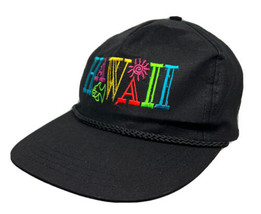 Vintage Hawaii Fish Sun Logo Black Rope Snapback Hawaiian Headwear Hat Cap - £15.81 GBP