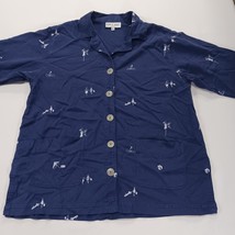 Vintage David Dart Sport N6B609 Women's Medium Blue Front Button Jacket Blouse image 13