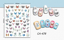 Nail art 3D stickers decal blue lilac pink purple red black butterflies CA478 - £2.52 GBP