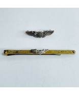 Original WWII US Army Air Corps Force Pilot Sterling 1&quot; 925 Wings and Ti... - £77.81 GBP