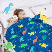 Kids Weighted Blanket 3 Lbs 36X48 Inches For 20-40 Lbs Child,Dinosaur Print Blue - £25.36 GBP