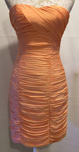 H&amp;M Coral Orange Ruched Bodycon Homecoming Prom Fitted Mini Dress Size 6 NEW - £23.76 GBP