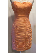 H&M Coral Orange Ruched Bodycon Homecoming Prom Fitted Mini Dress Size 6 NEW - £23.97 GBP