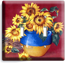 Sunflowers Blue Vase Double Light Switch Wall Plate Cover Living Room Bathroom - £9.58 GBP