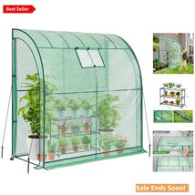 Lean-to Greenhouse with 3-Tier Shelves for Outdoor Gardening in Green - $113.80