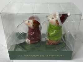 Winter Hedgehog Salt and Pepper Shakers Ceramic 2.5in New - $21.73