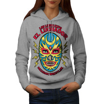 Wellcoda El Luchador Wrestler Womens Hoodie, Mexican Casual Hooded Sweatshirt - £28.90 GBP