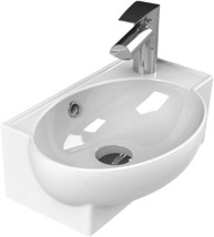 001300-U-One Hole Mini Curved Corner Ceramic Wall Mounted/Vessel, By Cerastyle. - £161.29 GBP