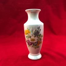 Vintage Taiwan ROC Handpainted Floral Ceramic White Large Handled URN Vase 5&quot; - $15.77