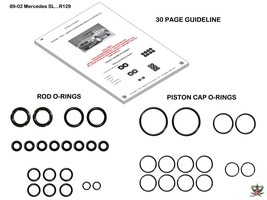 89-02 Mercedes Hydraulic Cylinder Rod &amp; Piston Repair Seals Convertible ... - $22.72
