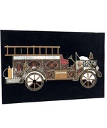 Copper Wire String Nail Art Picture Firetruck 16x24 Rescue Truck Vintage - $34.95