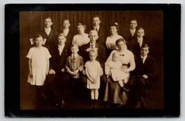 RPPC Family Busy Mother and Father with 13 Children Studio Photo Postcar... - $8.95