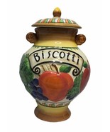 Nonni&#39;s Handmade &amp; Painted Fruit Embossed Biscotti Cookie Jar Canister 1... - $21.77