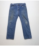 Vintage 90s Lee Mens 36x32 Distressed Straight Leg Denim Jeans Blue Cott... - $59.35