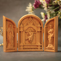 Catholic Altar Saint Joseph - Virgin Mary- Resurrection of Jesus Wooden - £56.04 GBP