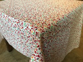 58&quot;x144&quot; - Small Flower Red - Tablecloth Floral Collection Cotton Events - £55.15 GBP