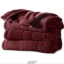 Sunbeam Heated Electric Heat Blanket Full Garnet Plush Machine Washable ... - £41.08 GBP