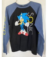 Boys Long Sleeve Blue Sonic the Hedgehog Tee Shirt Large Sleeve Logo - $9.50