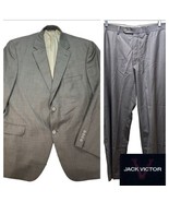 Jack Victor 2 Pc Suit Taupe Gray-Brown Wool Solid FF Mens 46R 40x30 Cana... - £49.74 GBP