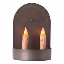 Short 2-light Colonial Candle Punched Tin Metal Wall Sconce Made in USA - $730.19 MXN