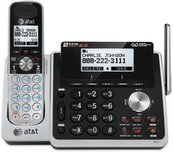 At&amp;T Tl88102 Dect 6.0 2-Line Expandable Cordless Phone With, Silver/Black - £97.88 GBP