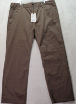 prAna Bridger Jeans Men&#39;s 40 Brown Denim Cotton Flat Front Slim Fit Straight Leg - £29.11 GBP