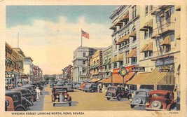 Virginia Street Looking North Cars Reno Nevada 1940s linen postcard - £5.04 GBP