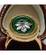  Victorian Green  Enameled  750(18k) Yellow  Gold  Genuine Diamond Ruby ... - $4,661.20 CAD