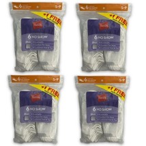 HANES PACK OF 6 PAIR OF WOMENS CUSHIONED WHITE NO SHOW ANKLE SOCKS SIZE 5-9 - £30.40 GBP