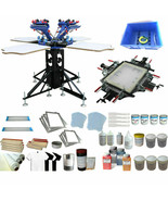 4Color 4Station Screen Printing Kit Manual Tool&amp;Screen Stretcher Supply ... - $1,651.52