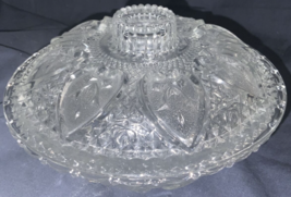 Vintage 1950s Pasari Indonesia Clear Pressed Glass Lidded Candy Dish Diamonds - £6.90 GBP
