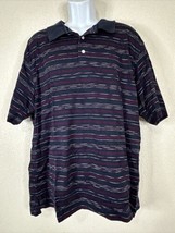 Alan Flusser Golf  Polo Shirt Men Size 2XL Blue/Purple Striped Short Sleeve - £6.43 GBP