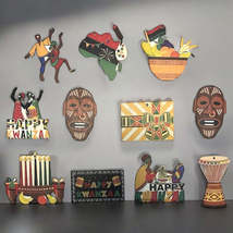 Celebrate with Tradition - Kwanzaa African Festival Wooden Ornaments Set of 11 - $8.95