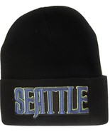 Seattle City Name Men&#39;s Black Winter Knit Cuffed Beanie Skull Cap Hat - £11.95 GBP
