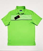 M- PGA Tour STRIPE Jasmine Green Classic Moisture Wicking Golf Polo Shirt 42&quot; - £17.91 GBP