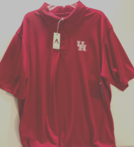 HOUSTON COUGARS Red UofH Basketball Pique XTRA-Lite Golf Polo Shirt NCAA... - $29.42
