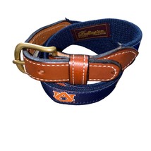Auburn University woven ribbon overlay belt wit brown brass hardware acc... - $26.86
