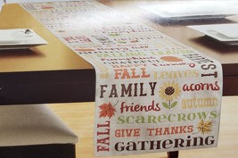 Extra Long Fabric Table Runner (14&quot;x72&quot;) FALL, HARVEST, BOUNTIFUL WORDS, LP - £19.70 GBP