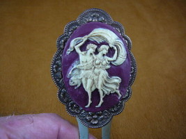 (CHL10-4) Man Woman burgundy cameo brass hair pin pick stick HAIRPIN - $35.52