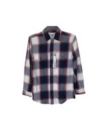 Falls Creek Women flannel plaid navy blue/white long sleeve shirt Small New - $30.48 CAD