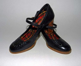 VTG 1970&#39;s &quot;s.r.o.®&quot; BLK LEATHER OXFORD/MARY JANE STACKED HEEL BUCKLE SH... - £43.95 GBP