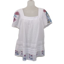 Anthropologie Embroidered Square-Neck Blouse BoHo Smock Size Small 100% ... - £19.51 GBP