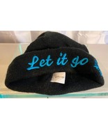 Disney Frozen Children&#39;s Winter Hat Beanie One Size &quot;Let It Go&quot; Black Pr... - £10.11 GBP