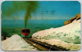 Postcard Cog Railway Steam Train Pikes Peak Highway Snow Banks Cancel St... - $4.55