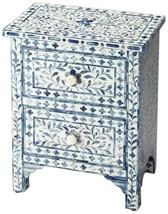 Accent Chest of Drawers Contemporary Blue Distressed Bone Mango Resin - £1,587.21 GBP
