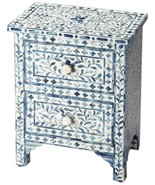 Accent Chest of Drawers Contemporary Blue Distressed Bone Mango Resin - £1,584.77 GBP